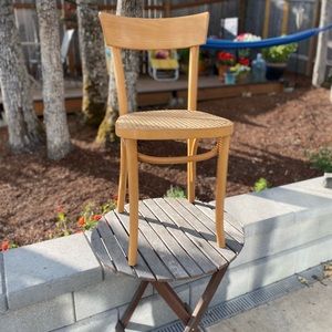 Thonet blond beechwood bentwood & came bistro chair Poland FMG